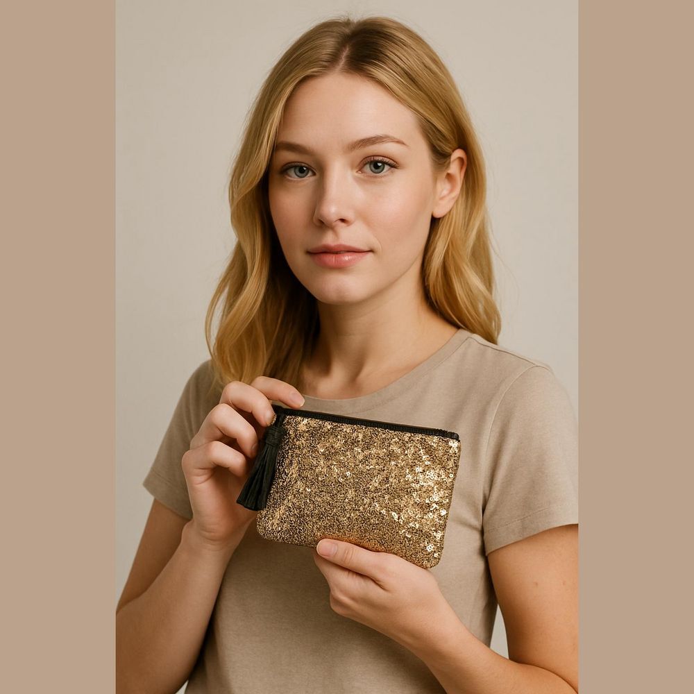 Gold Sequin Clutch